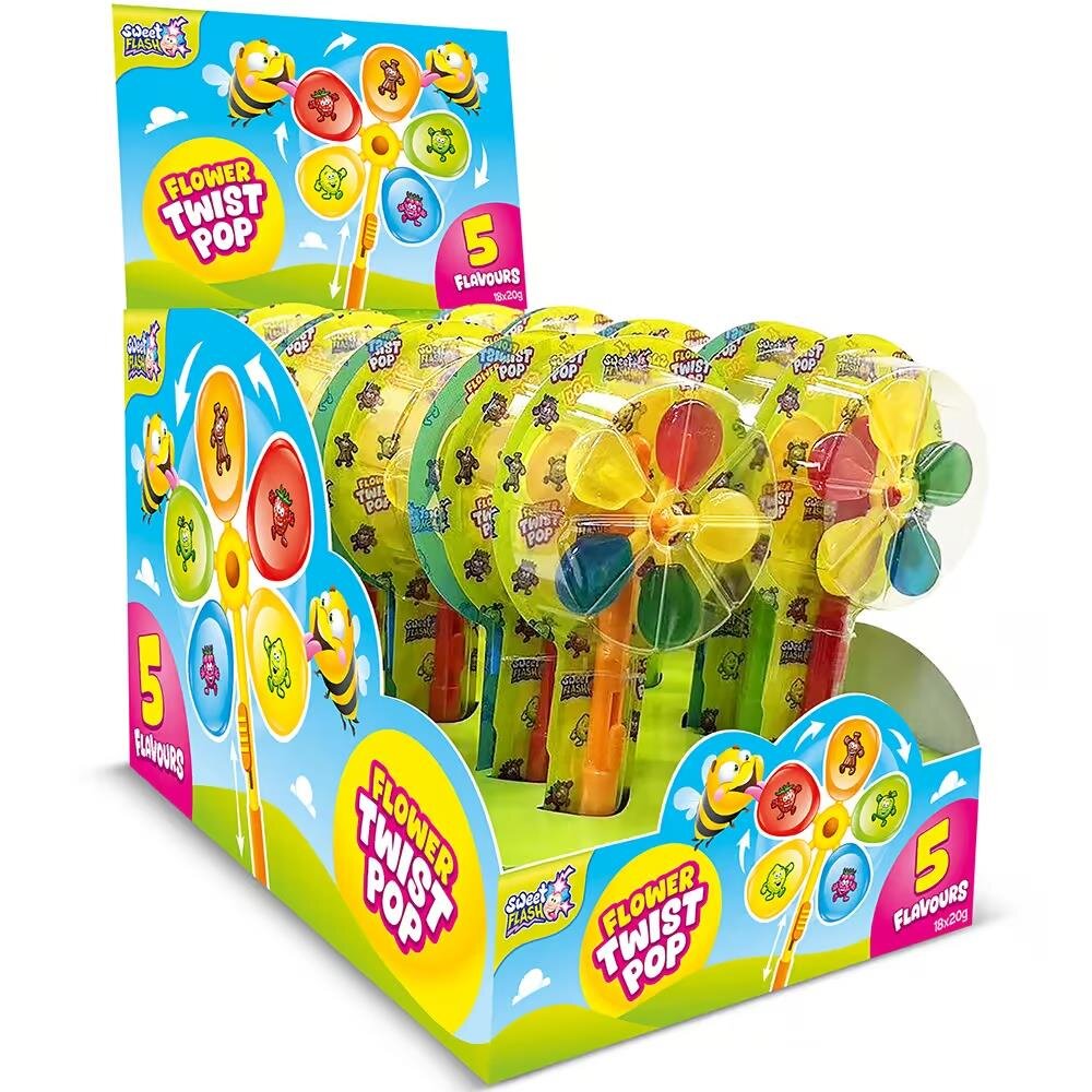 Sweet Flash FLOWER TWIST POP 18 Stück – Der Lutscher zum Drehen!