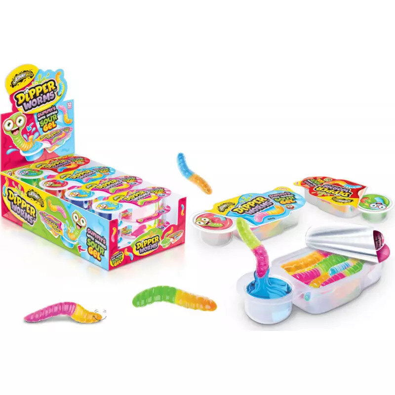Johny Bee Dipper Worms 12 pièces – Vers gélifiés fruités avec de la gelée de fraise acidulée !
