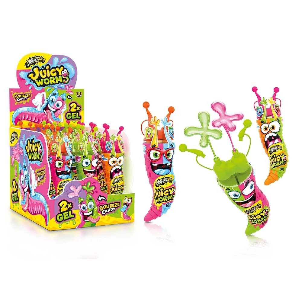 Johny Bee Juicy Worms 12 pièces – De doux vers à presser !