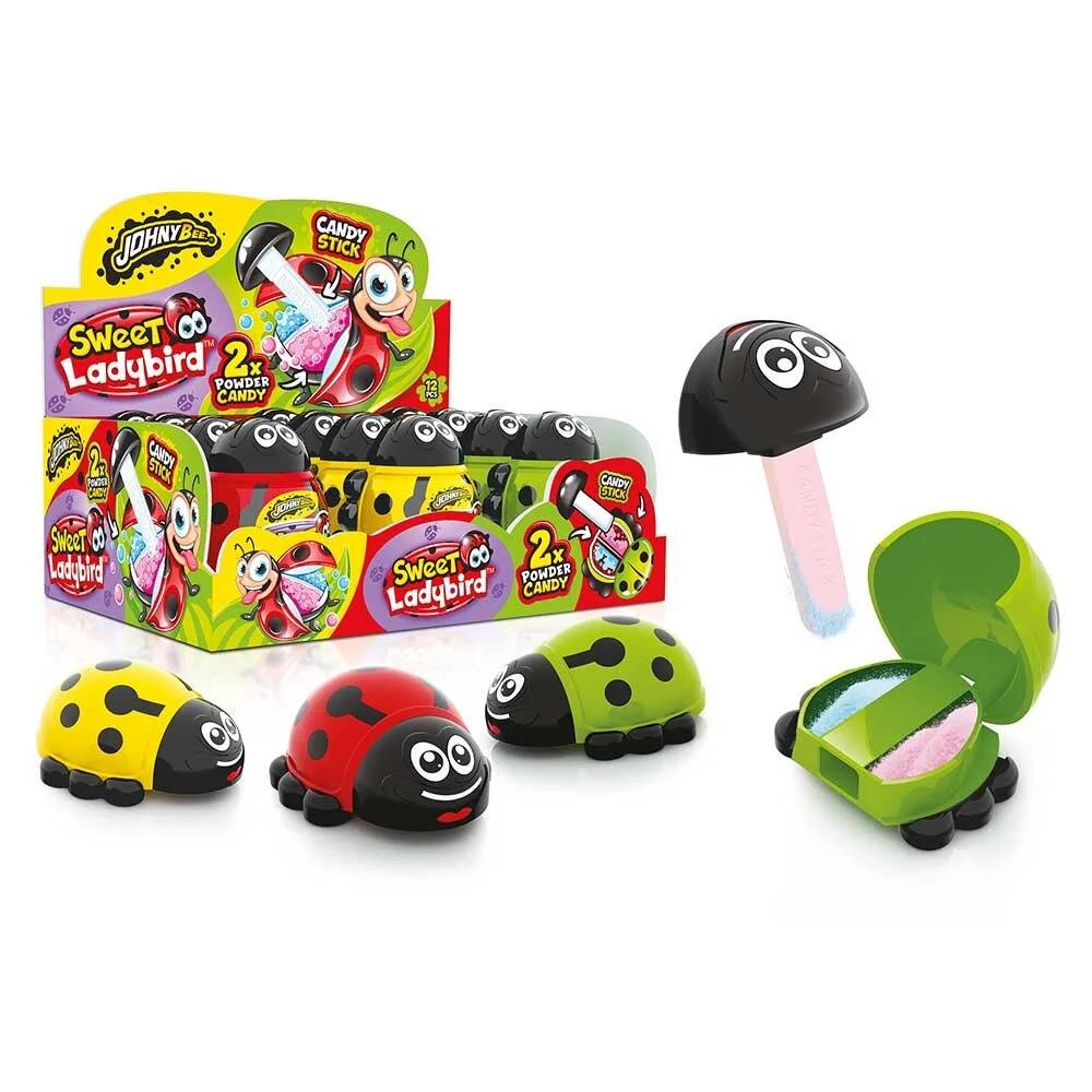 Johny Bee Sweet Ladybird Lolly avec 2 trempettes 12 pièces – Le scarabée le plus sucré du monde !