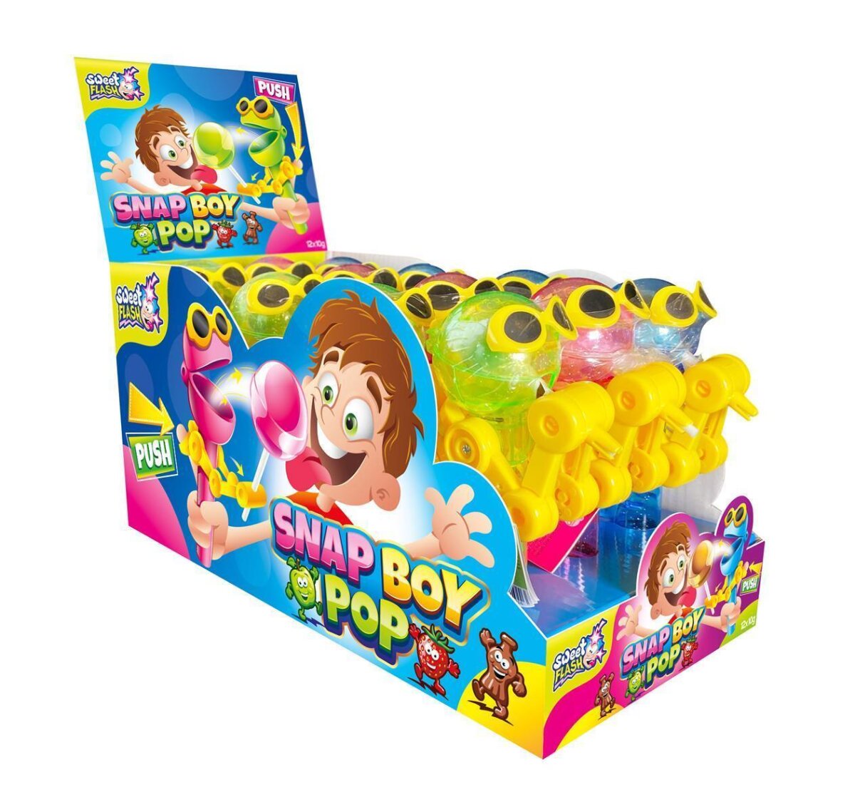 Lot de 12 sucettes Sweet Flash Snap Boy Pop rechargeables