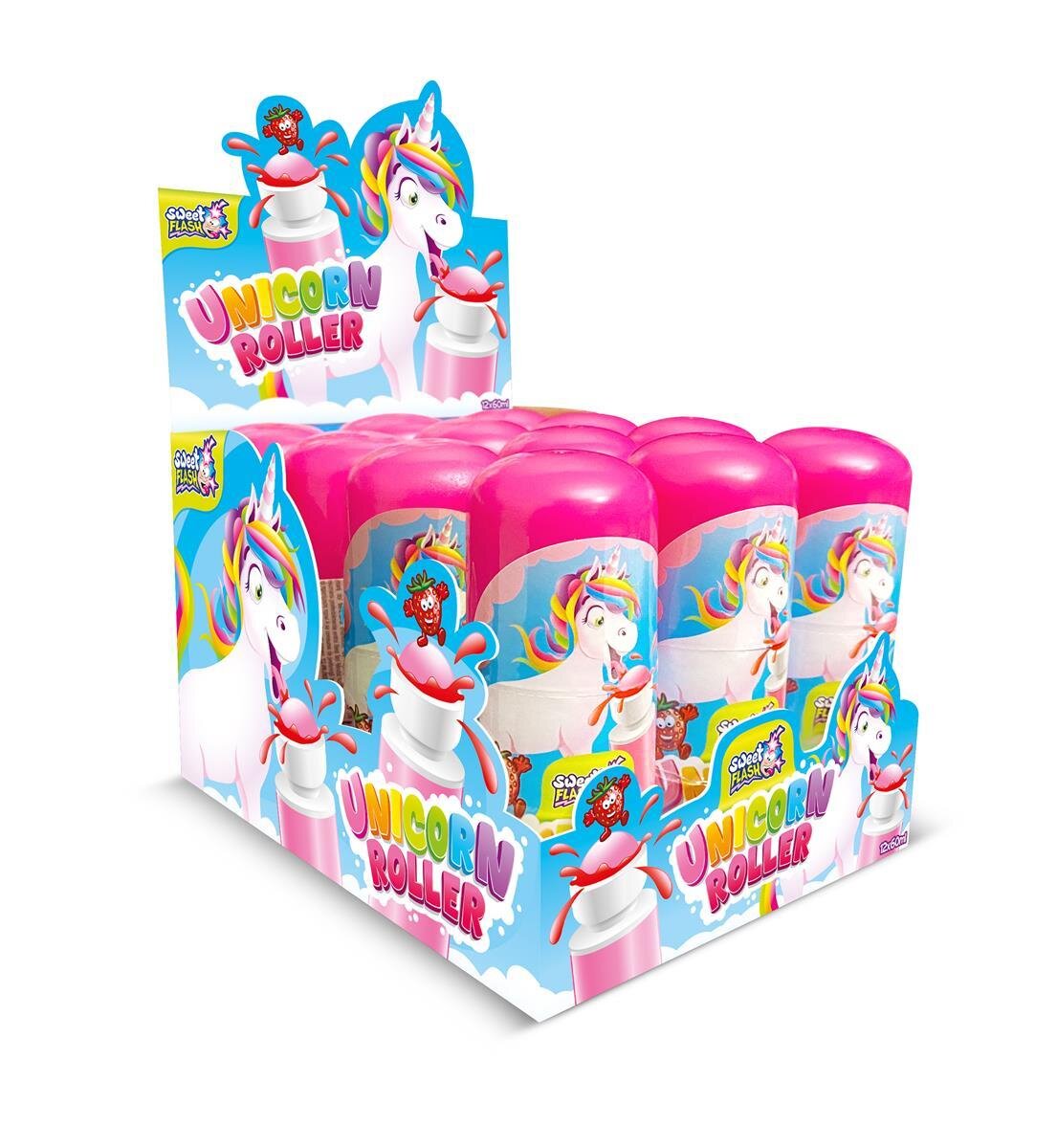 Sweet Flash Unicorn Einhorn Roller 12 Stück Erdbeere
